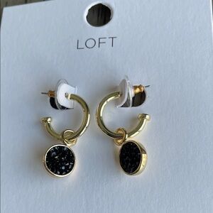 Women’s LOFT Gold Earrings with Black Accents